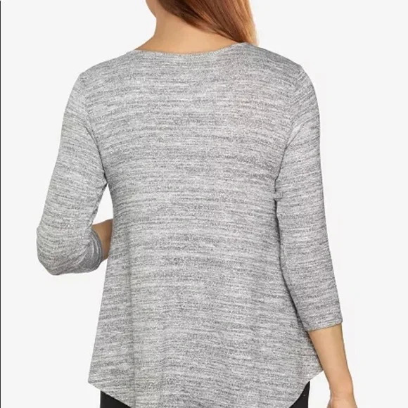 Ruby Rd. Gray Marled Crisscross Top - Misses L - Women's Shirts - Picture 2 of 2